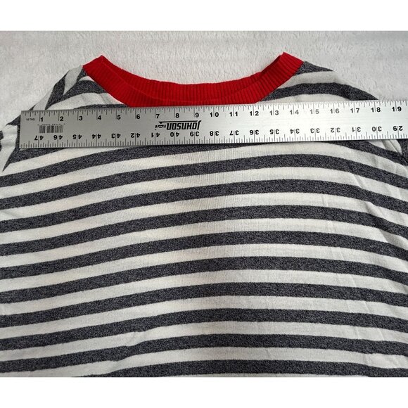 Ozan Kű Womens Gray White Striped Knit Poncho Oversized Top Large Lightweight - Picture 6 of 10